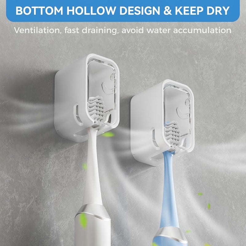 MOPMS Toothbrush Holders for Bathroom【Innovation Single Slot Design】 2PCS Toothbrush Holder Wall Mounted with Cover for Shower, Single Toothbrush Dispenser Storage Organizer for Family & Travel - Image 3